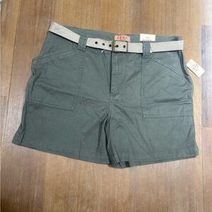 Zena Women's Olive Cargo Shorts with Beige Belt